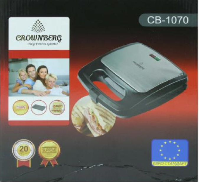 Сандвичник Sandwich Maker Crownberg CB 1070, фото №4 Сандвичник Sandwich Maker Crownberg CB 1070, фото №4
