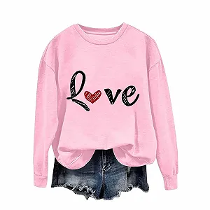 Женский свитшот Gwnauz с принтом букв, джемпер, уличная одежда на Рождество, День Святого Валентина, с длинными рукавами, с круглым вырезом, большого размера, повседневный пуловер, подарок - Фото 1