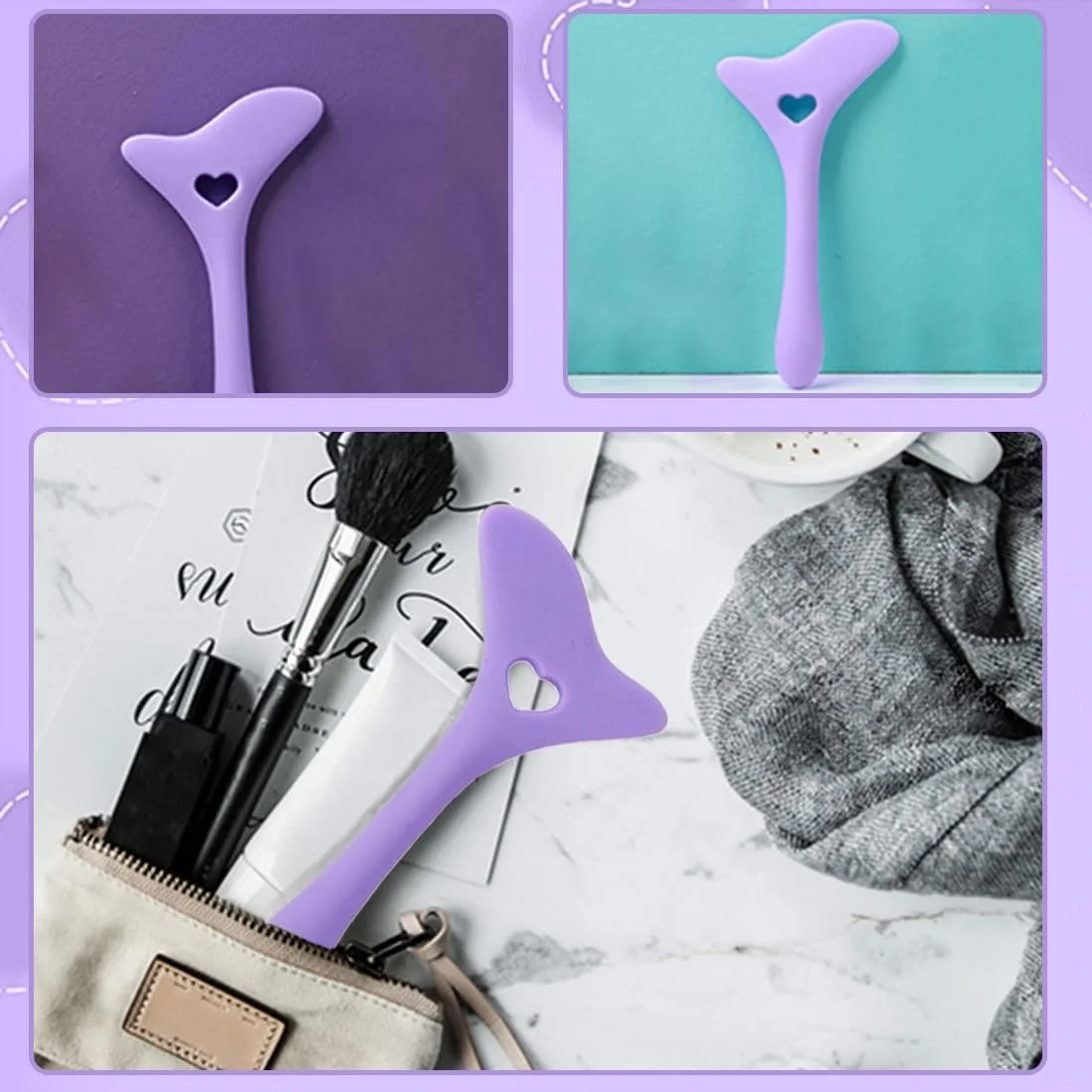 Набор 2 силиконовых трафаретов для подводки силикон многофункциональный фиолетовый, фото №6 Набор 2 силиконовых трафаретов для подводки силикон многофункциональный фиолетовый, фото №6