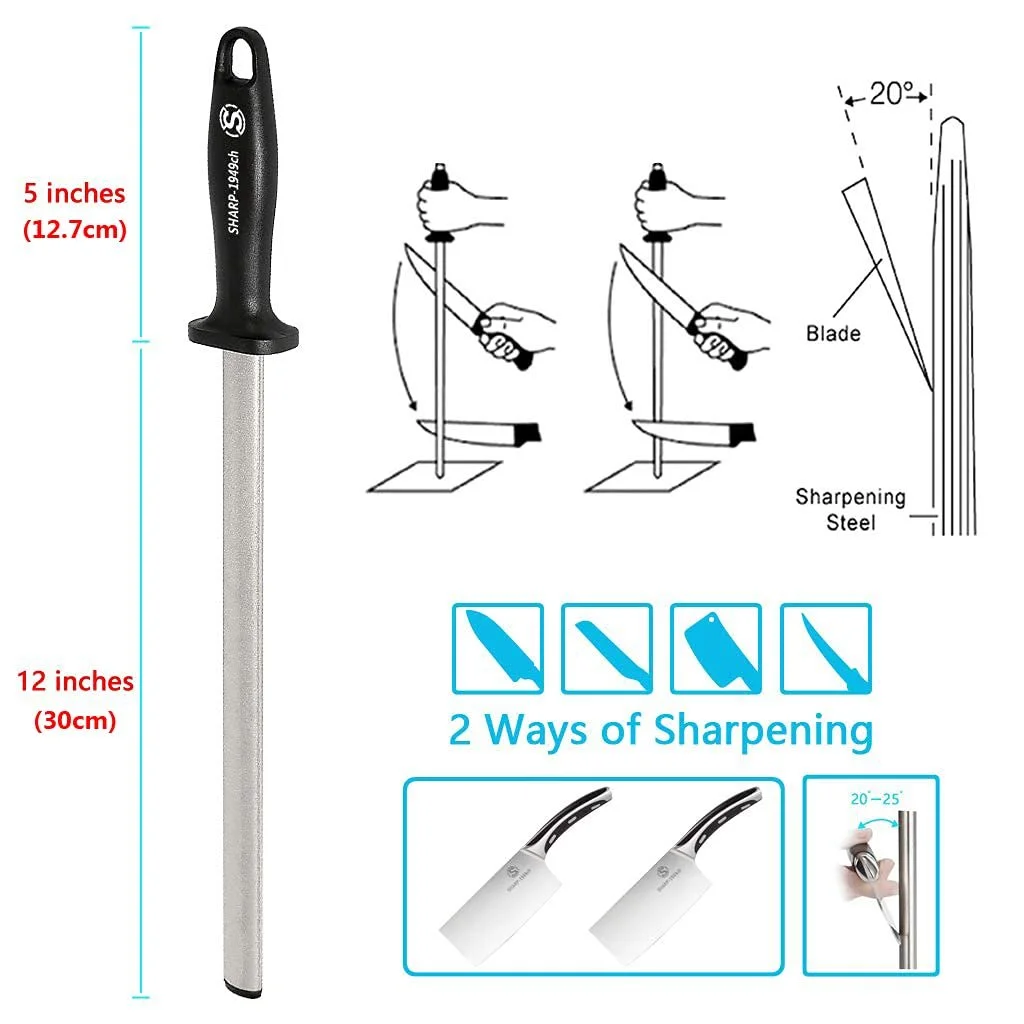 Мусат NC 31 см Алмазний професійний стрижень для заточування Овальний Чорний, фото №4