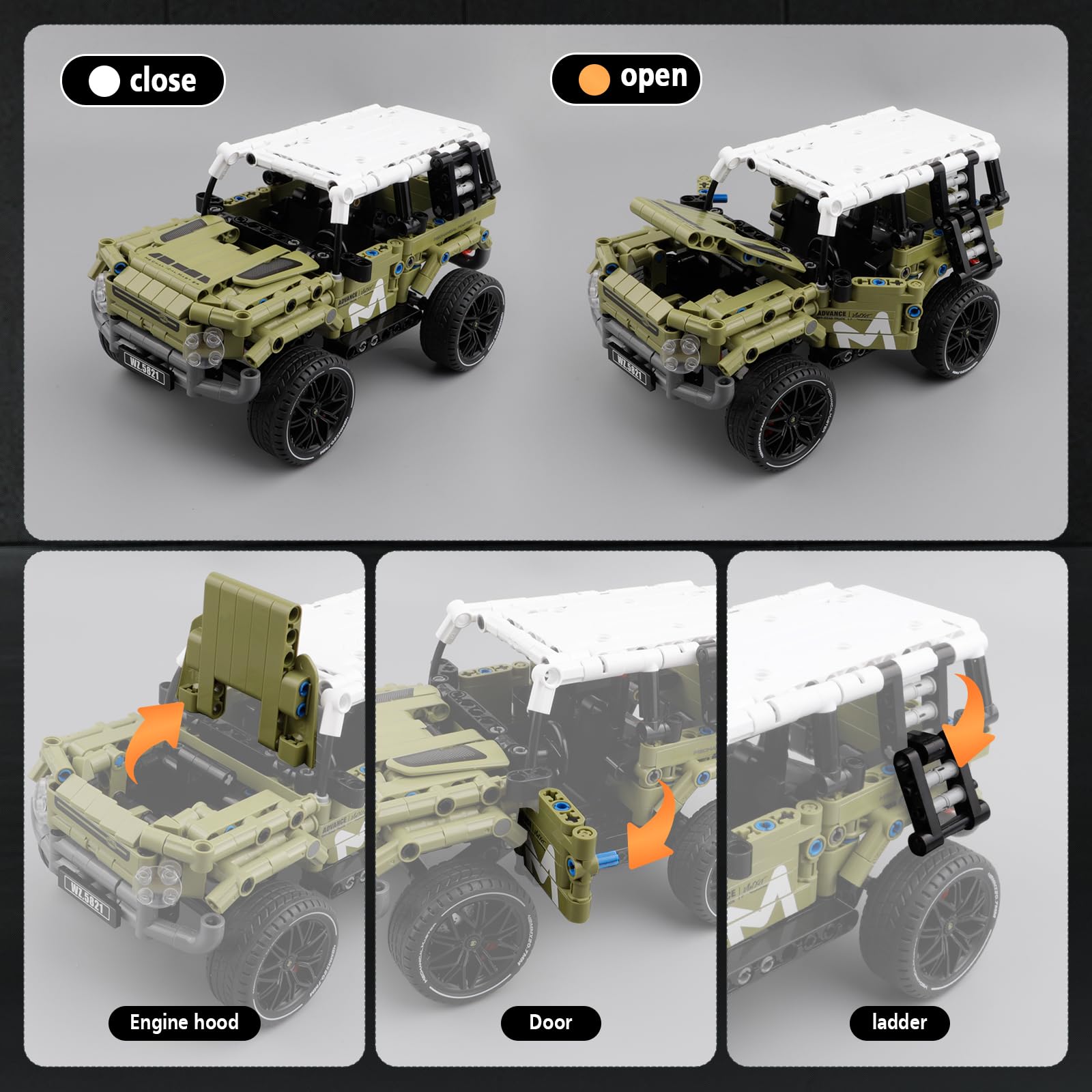Игрушечный джип rc tech Technic строительные блоки Внедорожник 474 детали Подтягивающий мотор, фото №2