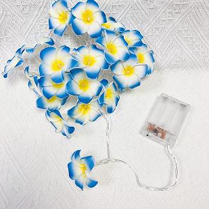 Светодиодная гирлянда Искусственные цветы плюмерии 20/40 LED Синий synthetic.ua - Фото 1