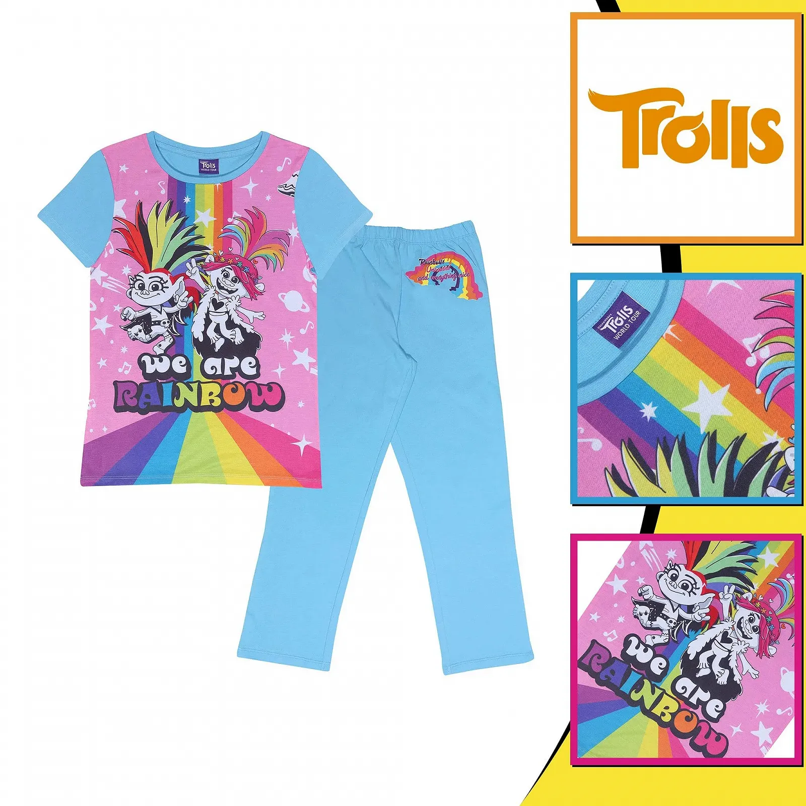 Піжама Trolls Poppy We Are Rainbow Довга, для дівчат, різнокольорова, фото №3
