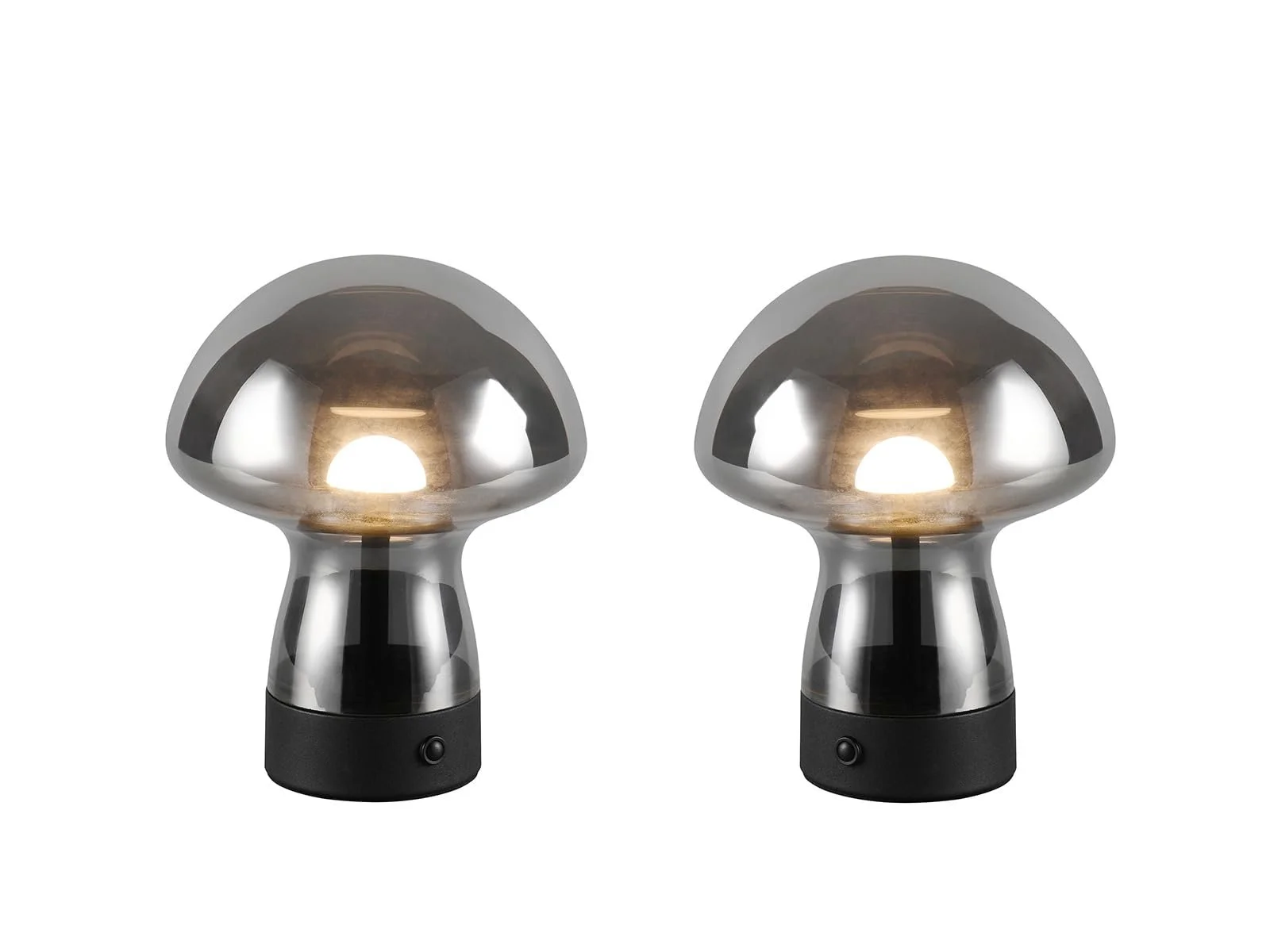 Настільні лампи meineWunschleuchte Комплект 2 шт Акумуляторні Форма гриба Димчасте скло Висота 18 см, фото №1