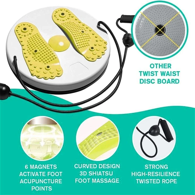 Тренажер диск для похудения талии и живота с массажем ступней LiveUP Желтый, фото №4 Тренажер диск для похудения талии и живота с массажем ступней LiveUP Желтый, фото №4