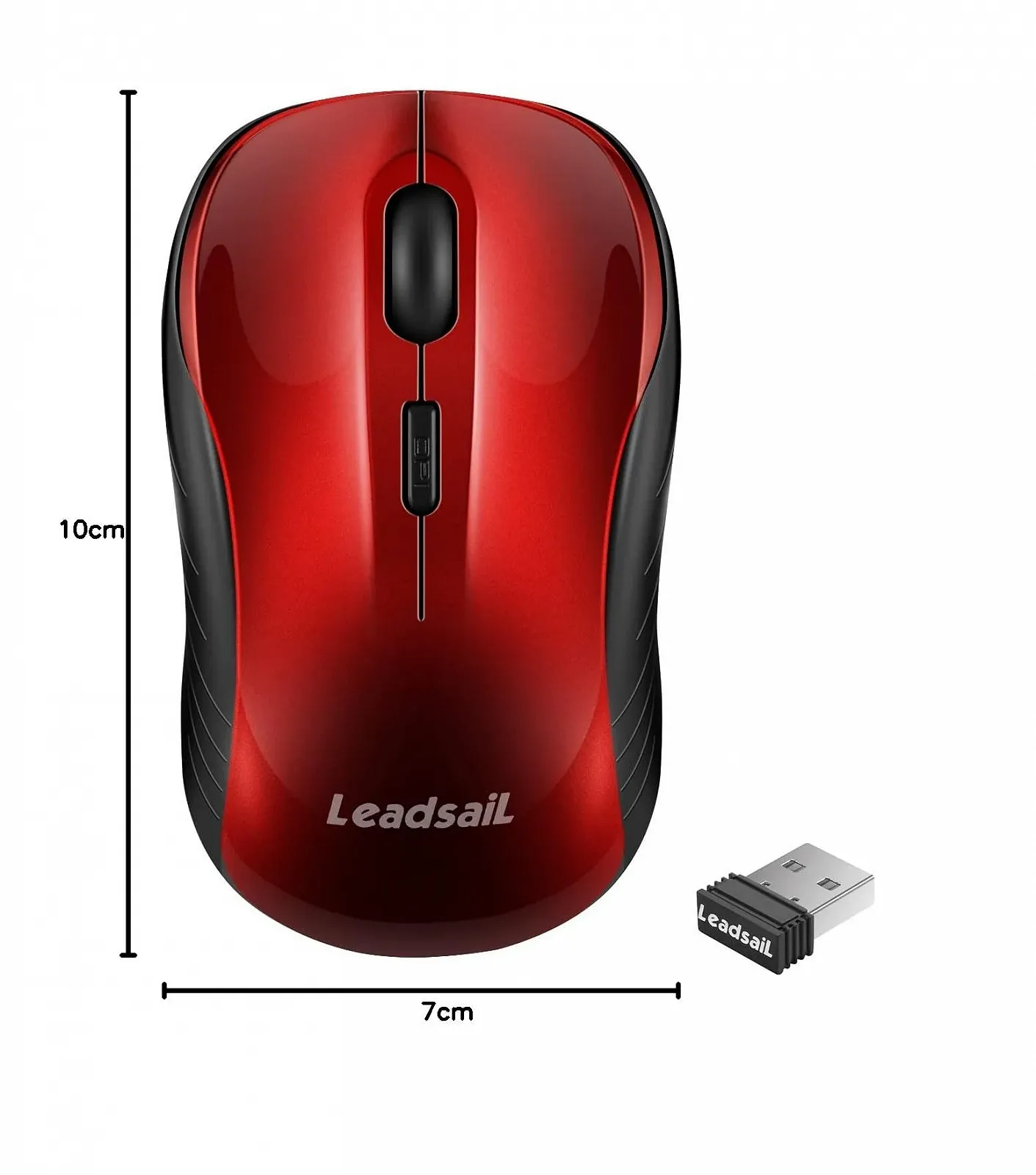 Мышь Беспроводная LeadsaiL 1600 DPI 4 кнопки Красный, фото №7 Мышь Беспроводная LeadsaiL 1600 DPI 4 кнопки Красный, фото №7