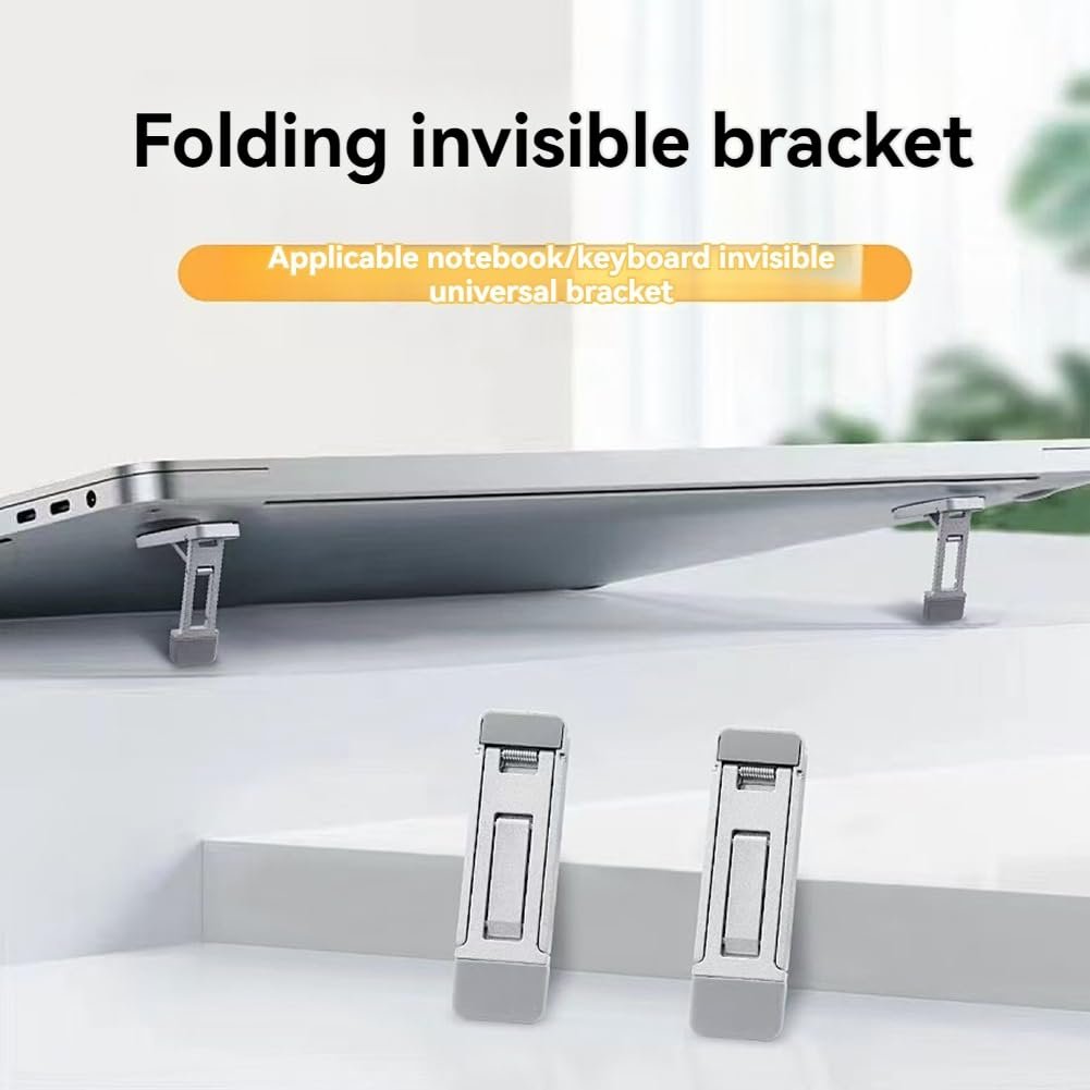 Подставка для ноутбука портативная невидимая, 2 шт Мини ножки алюминиевые, усилитель для ноутбука, алюминиевая базовая опора, складная подставка для ноутбука, фото №6