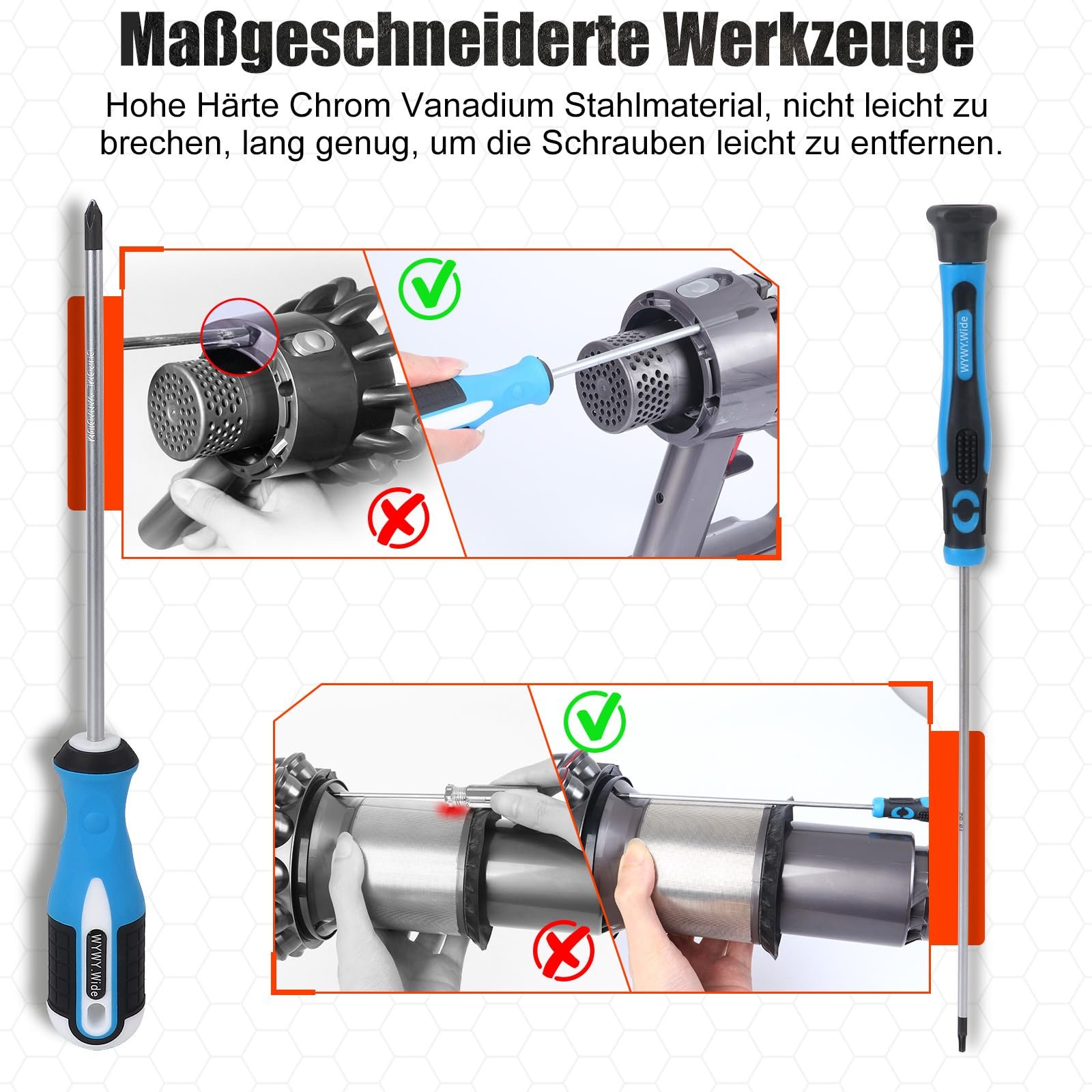 Набір викруток Dyson V6 V7 V8 V10 V11 V15 Викрутка магнітна для обслуговування та розбирання хрестова та T8 Torx, фото №4