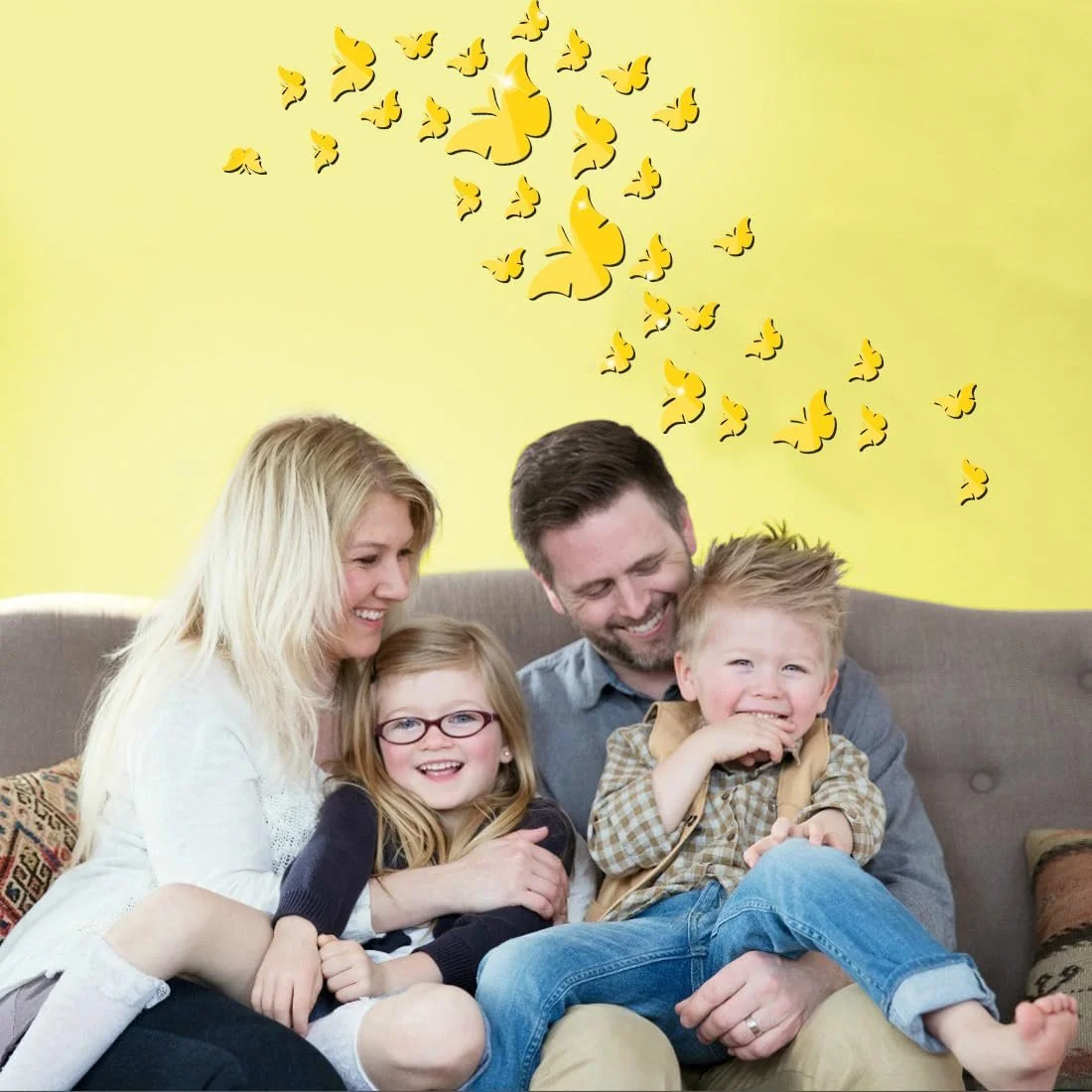 Дзеркальний декор Метелики 36 штук Акрилові 3D наклейки B Style Чорний, фото №2