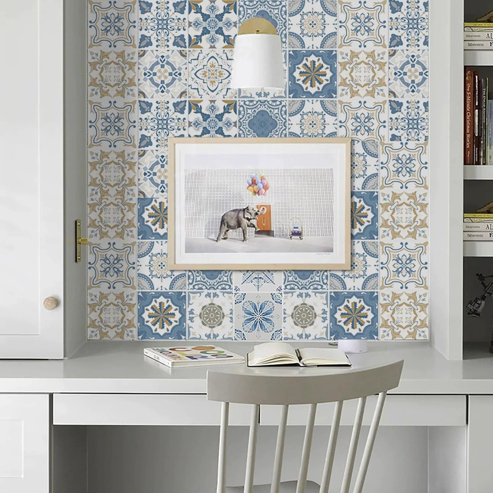 Наклейки на плитку Blue Victorian Vintage 24 шт. 10 x 10 см Самоклеючі Водонепроникні, фото №4 Наклейки на плитку Blue Victorian Vintage 24 шт. 10 x 10 см Самоклеючі Водонепроникні, фото №4