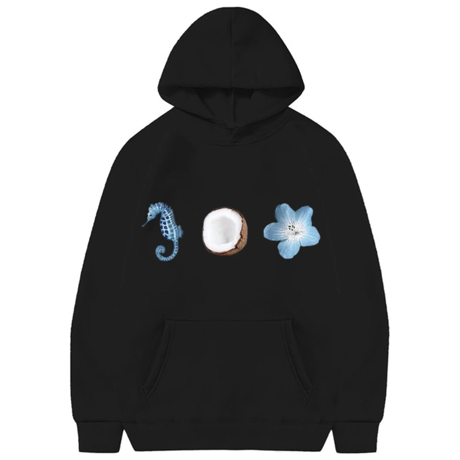 Худи для девочки с капюшоном, большой пуловер с длинными рукавами в повседневном стиле с морскими мотивами, классический стиль, размер 134, фото №2