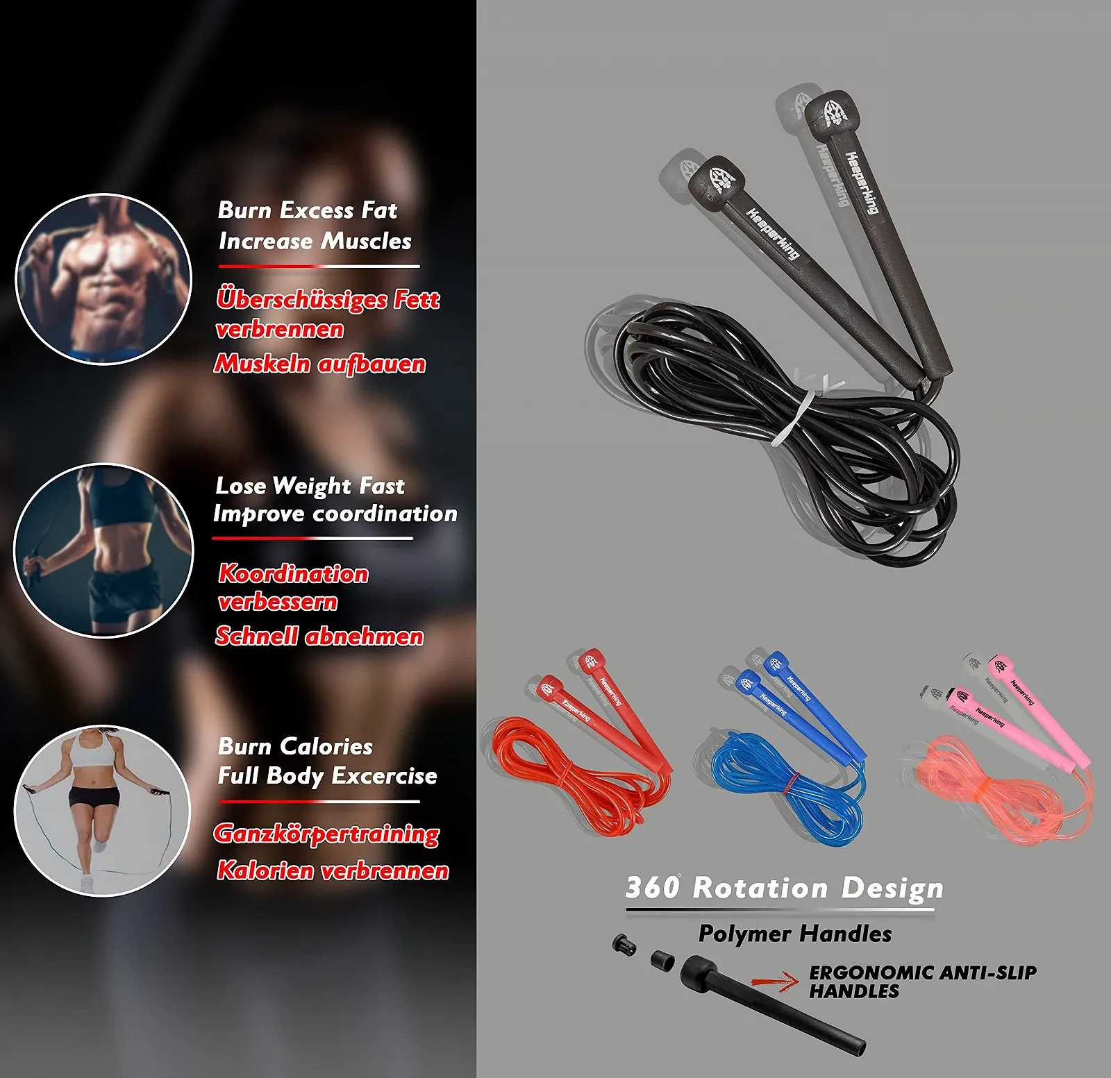 Скакалка Keeperking Professional Adult Fitness MMA Cardi, фото №6