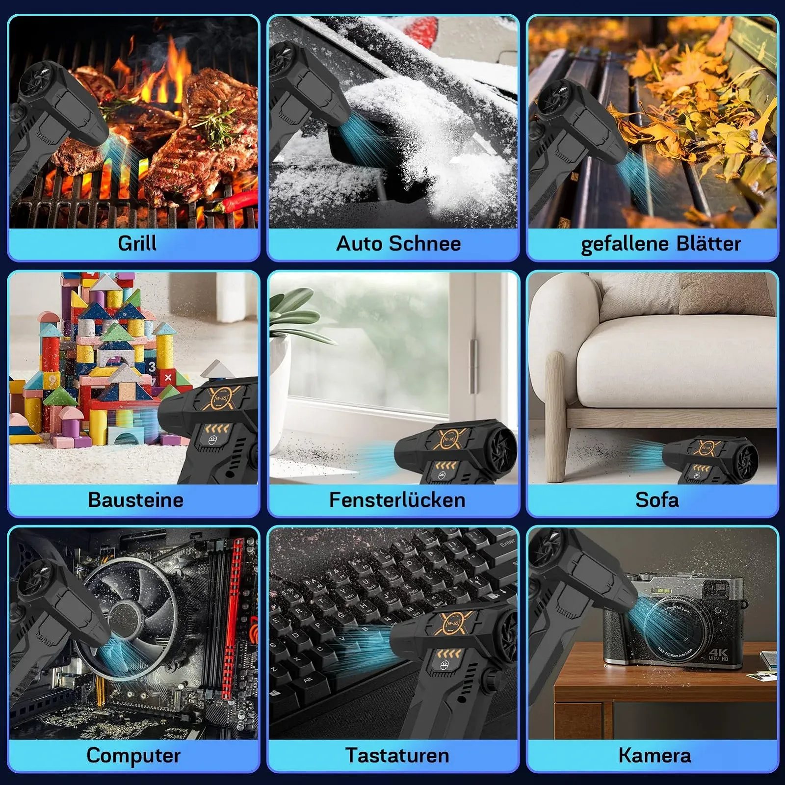 Акумуляторний повітродувка  150 000 об/хв 3 швидкості 8000 мАг, фото №5