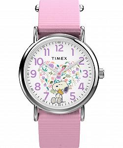 Жіночий годинник Timex Peanuts 38 мм Рожевий Тканинний Ремінець Білий Циферблат Срібний Корпус TW2Y30900 - Фото 1