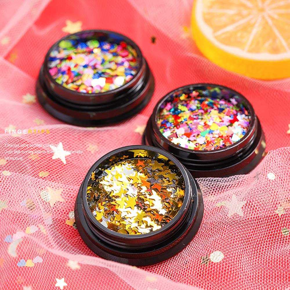 Блискітки Трикутні Градієнтні Блискітки Зірки для Нігтів 4 коробки, фото №2