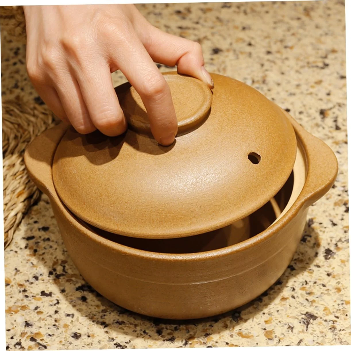 Каструля керамічна 1,6 л з ручками для тушкування рівномірне нагрівання, фото №3