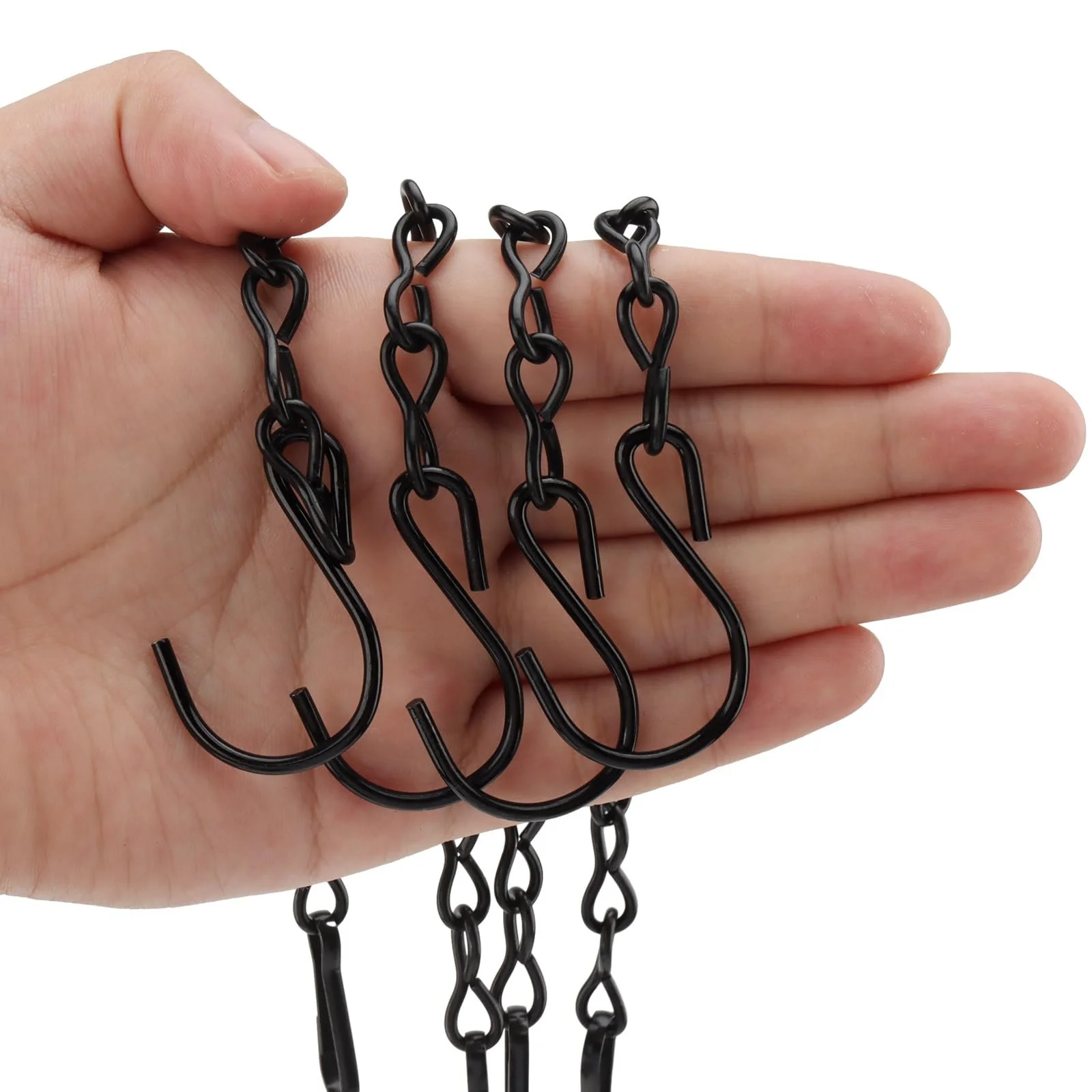 Металлические подвесные цепи с крючками 25 см черные 20 шт., фото №4