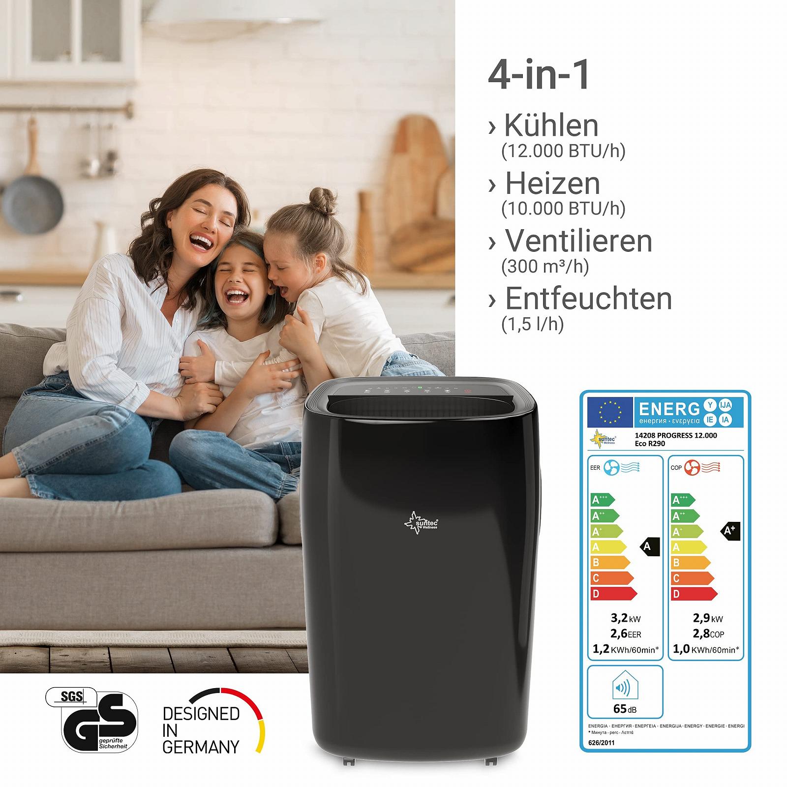 Мобільний кондиціонер Suntec Progress 12,000 Eco 14420 4-в-1 чорний 12,000 BTU/h, фото №2