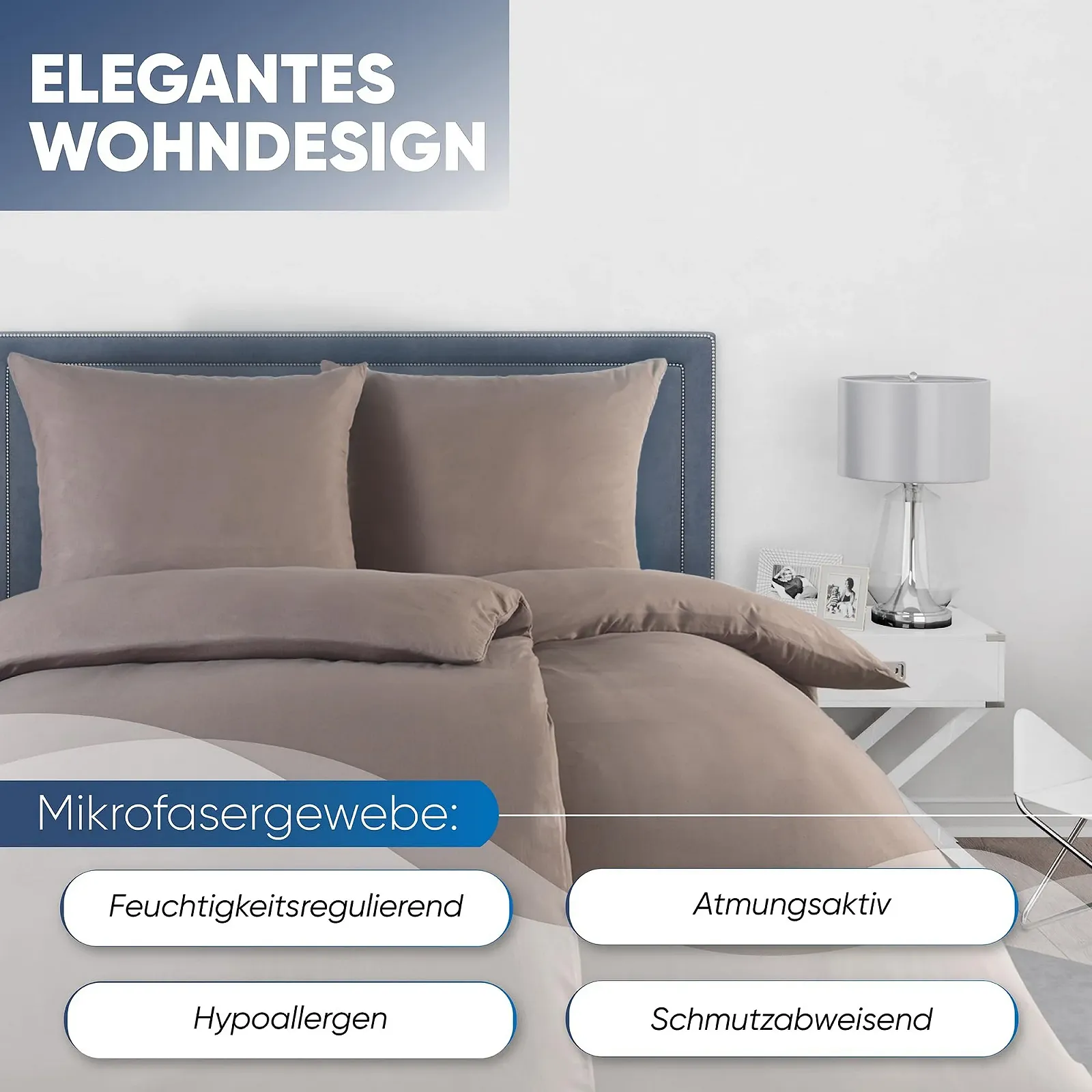 Комплект постільної білизни MALIKA 4 предмети 135 x 200 см + 80 x 80 см мікрофібра Однотонний, фото №4