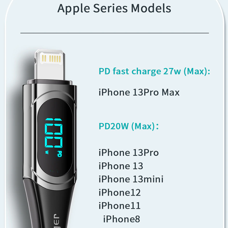 Зарядный кабель Display ESSAGER Type C to Lightning 1метр 20W, фото №6