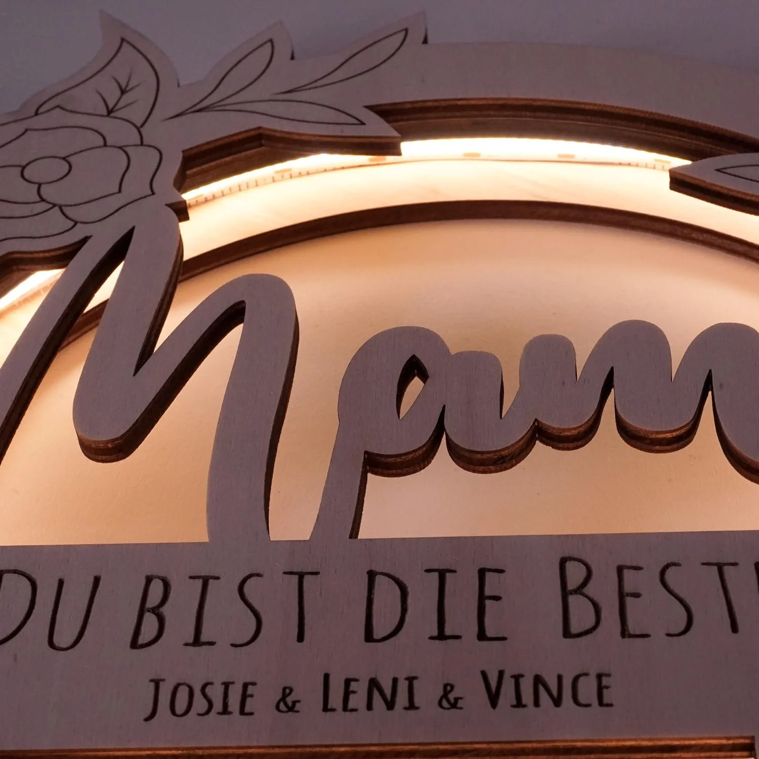 Настільна лампа Namofactur з фанери тополі з гравіюванням USB, фото №2