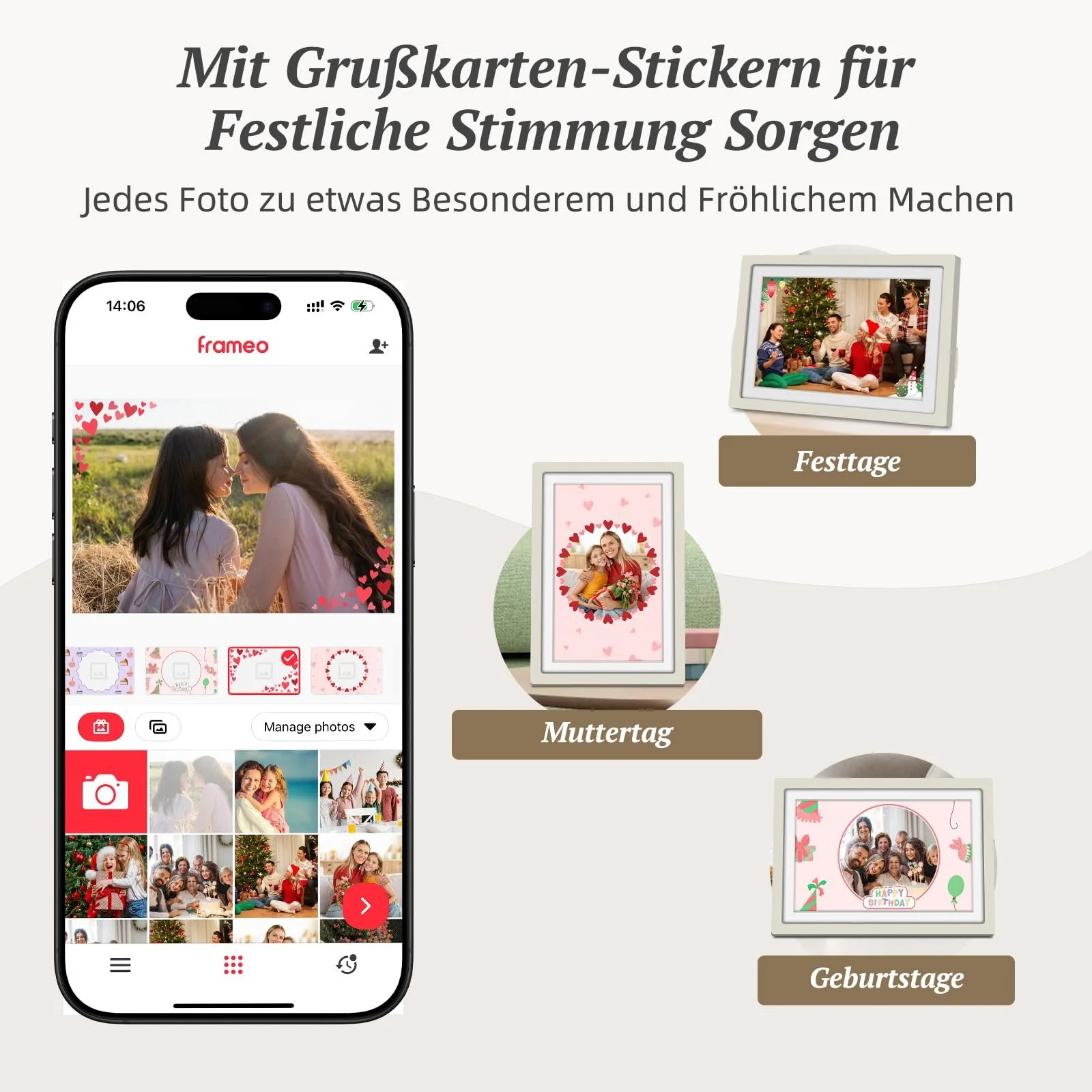 Цифровая фоторамка Apveelveer WiFi 10.1" 32 GB 1280 x 800 HD IPS Light Grey, фото №5