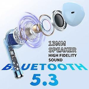 Bluetooth наушники Wireless Bluetooth 5.3 In-Ear Mini с 4 ENC шумоподавляющими микрофонами, 25H Playtime, LED дисплей, IP7 водонепроницаемые synthetic.ua - Фото 1