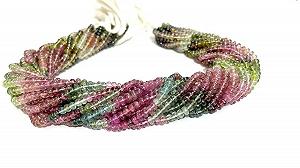 Бусины Турмалин Родель Гладкие 4-5 мм, нить длиной 33 см бусины из драгоценных камней для ожерелья, браслета - Фото 1