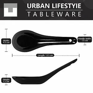 Ложка Urban Lifestyle 6 штук, фарфор, черный азиатские ложки для супа, риса, дегустации, закусок synthetic.ua - Фото 1