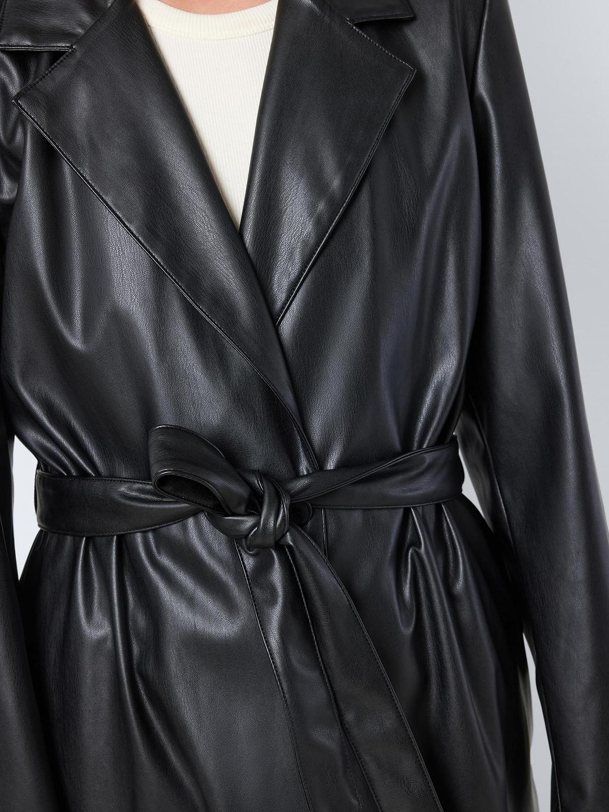 Пальто Noisy may NMCORA зі штучної шкіри, з довгими рукавами, поясом на талії, фото №5