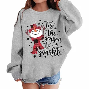 Джемпер Generisch с графическим принтом для девочки, круглый вырез, длинные рукава, милый пуловер с приспущенной линией плеча - Фото 1