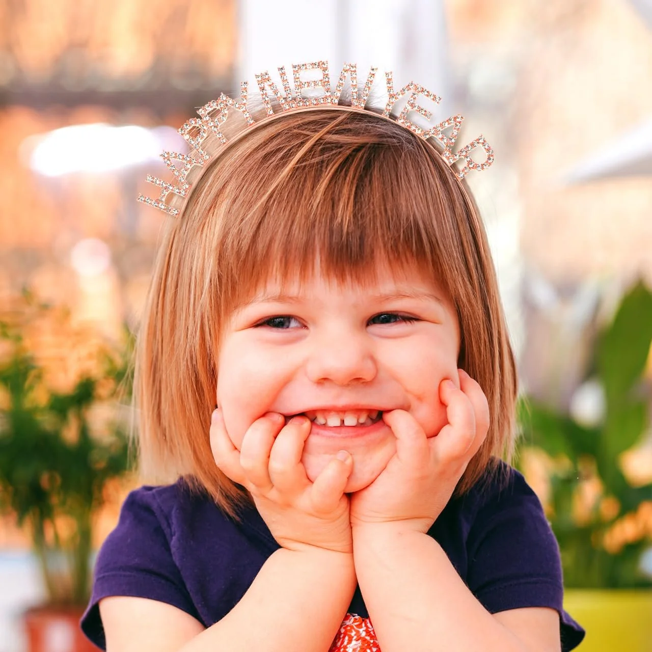 Обруч Новорічний вечір 2026, тіара зі стразами, рожеве золото, фото №7