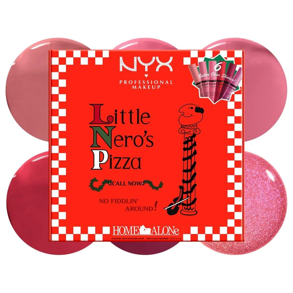 Блеск для губ NYX Professional Makeup Home Alone Butter Gloss Pizza Vault 6 шт Оттенки розового/красного и Butter Gloss Bling, фото №1 Блеск для губ NYX Professional Makeup Home Alone Butter Gloss Pizza Vault 6 шт Оттенки розового/красного и Butter Gloss Bling, фото №1