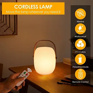 Настільна лампа ZWOOS LED акумуляторна бездротова RGB з ефектом свічки IP54 з пультом ДК synthetic.ua - Фото 1