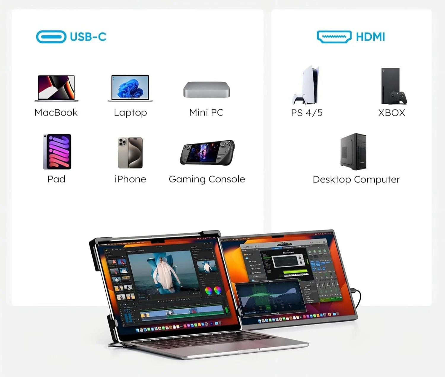 Монітор портативний 14" Dopesplay DR145 Full HD IPS 60 Гц, фото №4 Монітор портативний 14" Dopesplay DR145 Full HD IPS 60 Гц, фото №4