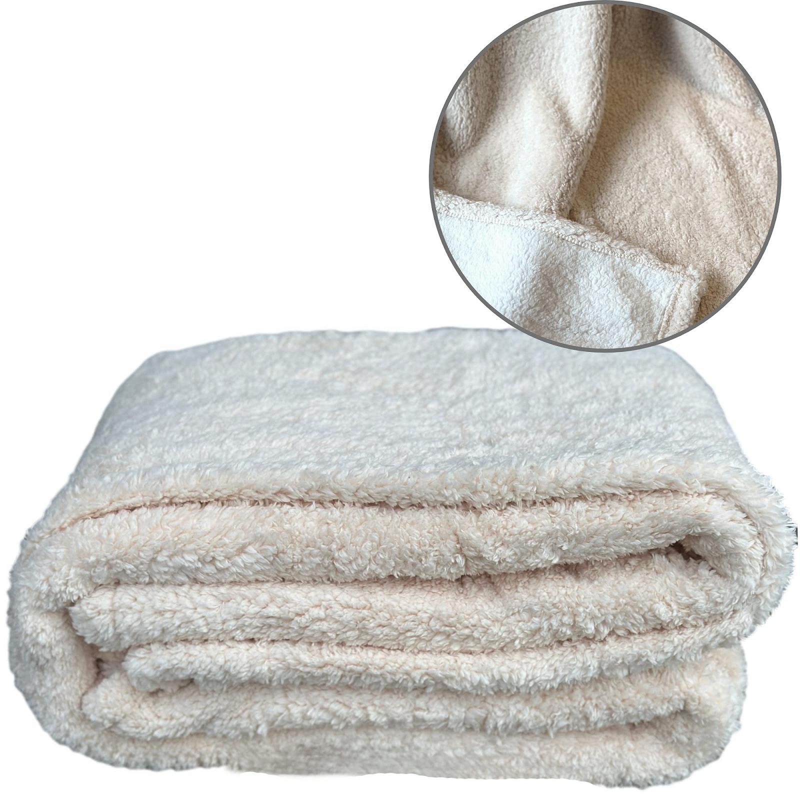 Покрывало Cleanlevel EST 2016 Мягкое, 1.6 кг, вид овчины, диванное покрывало шерпа, двустороннее покрывало, покрывало для дивана (Кремовый однотонный), фото №5