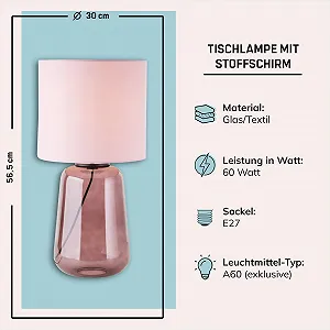 Настольная лампа Lightbox стекло текстиль 56 см лиловая/пурпурная E27 synthetic.ua - Фото 1