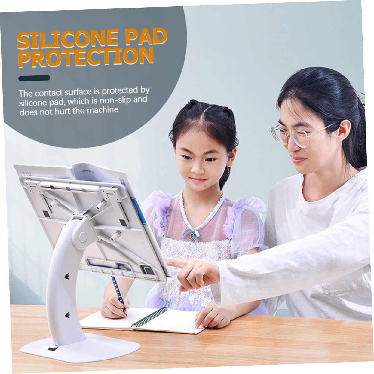 Підставка для ноутбука Halterung Ergonomischer Faltbarer для столу, стабільна, портативна, дизайн з гнучким затискачем для книг, фото №4