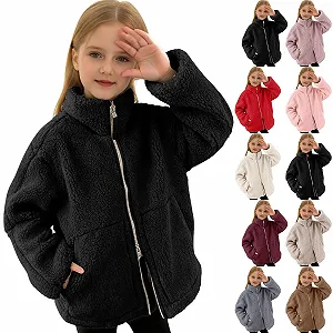 Плюшева Куртка Teddy Дитяча Повсякденна Однотонна - Фото 1