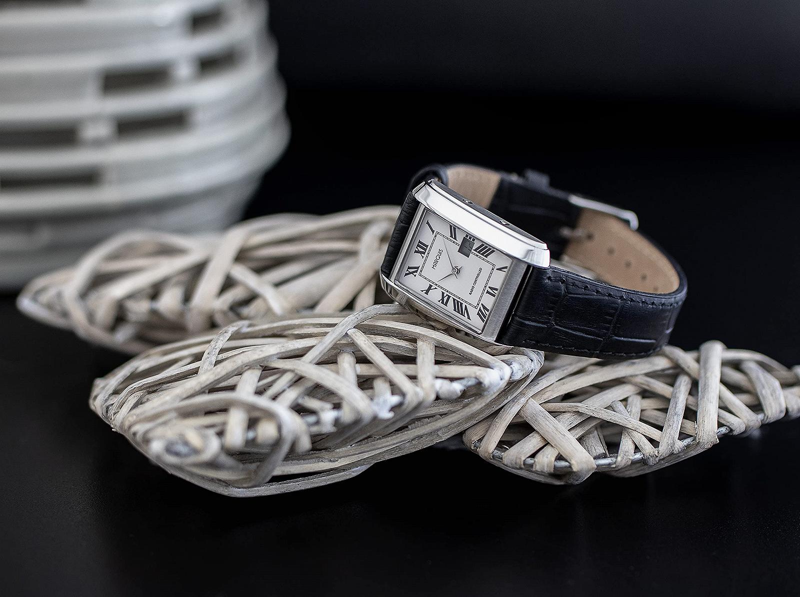 Жіночий радіокерований годинник MARQUIS 4015-117 з чорним шкіряним ремінцем, німецький радіокерований механізм, ремінець., фото №4