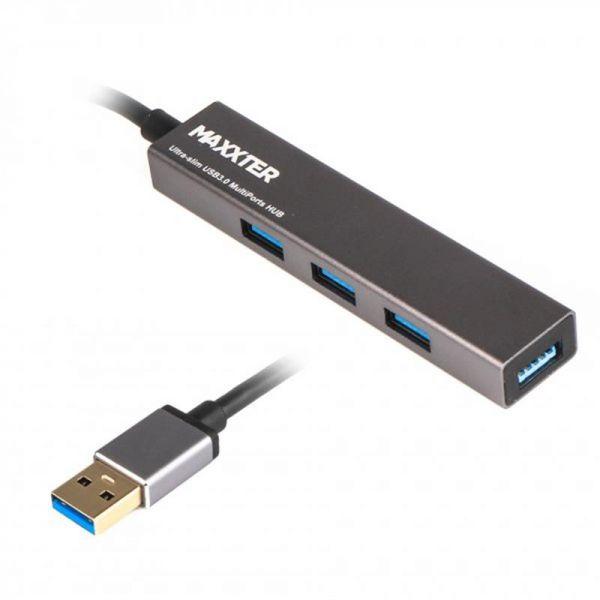 Концентратор Maxxter 4 х Usb 3.0 Dark grey HU3A-4P-02 HU3A-4P-02, фото №1
