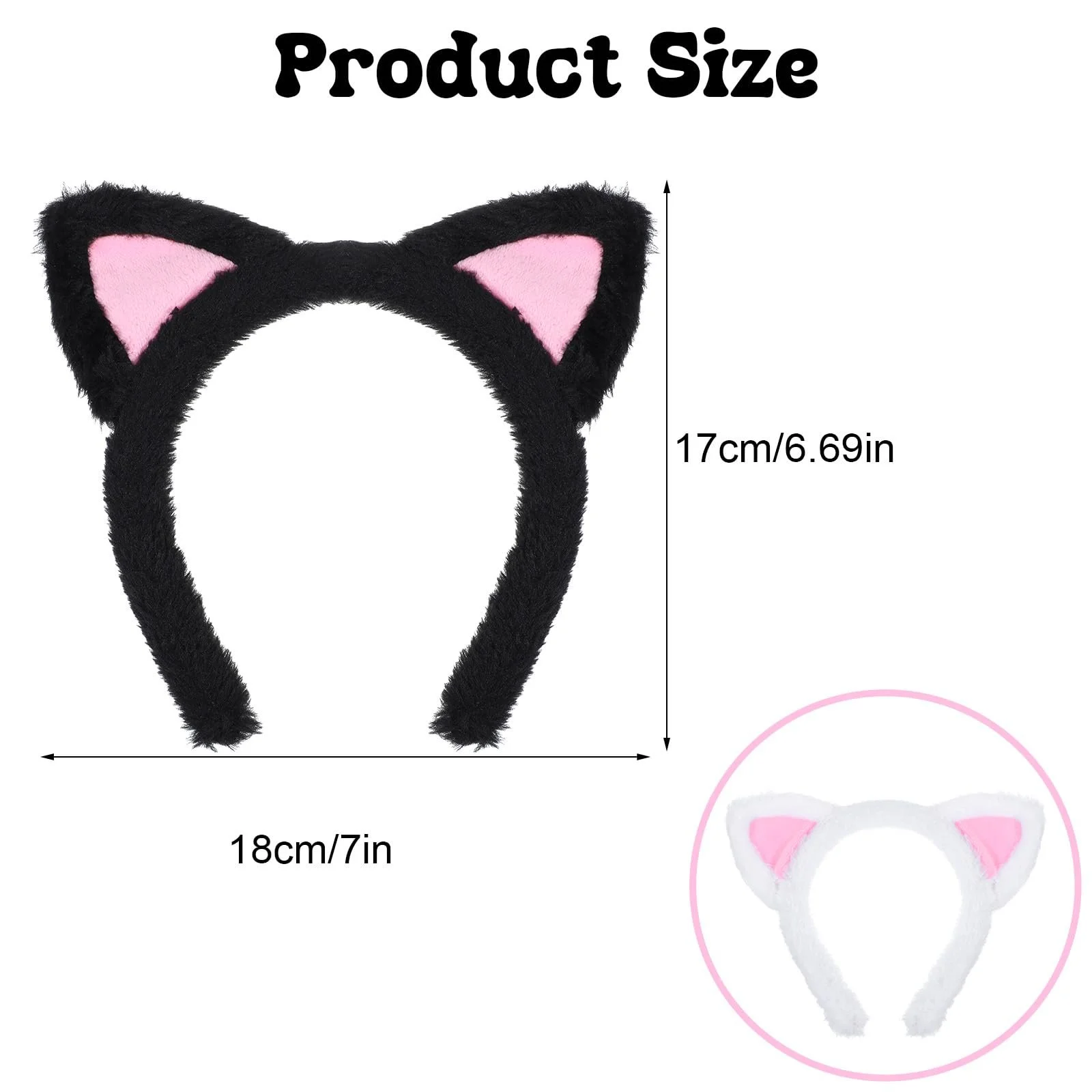 Обруч Вушка кота Prasacco 2 шт Чорний, Білий, фото №2