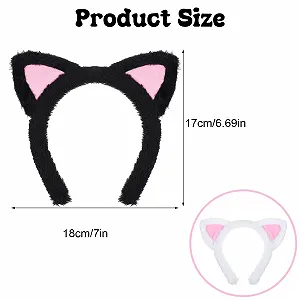 Обруч Вушка кота Prasacco 2 шт Чорний, Білий synthetic.ua - Фото 1