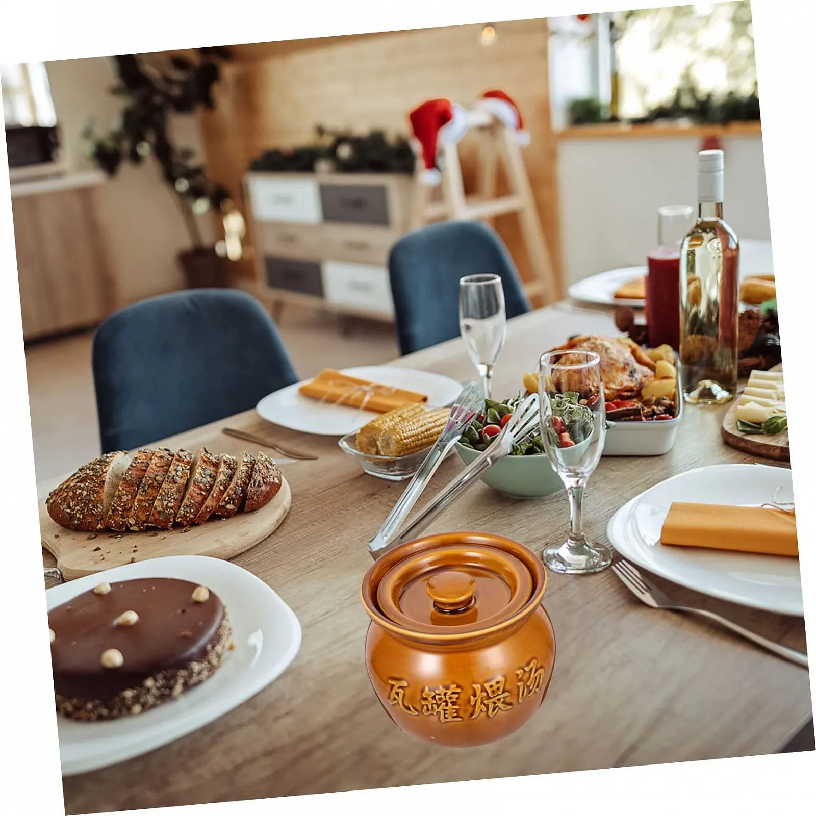 Кастрюля для супа Alipis керамическая 500 мл с крышкой жаропрочная коричневая, фото №9