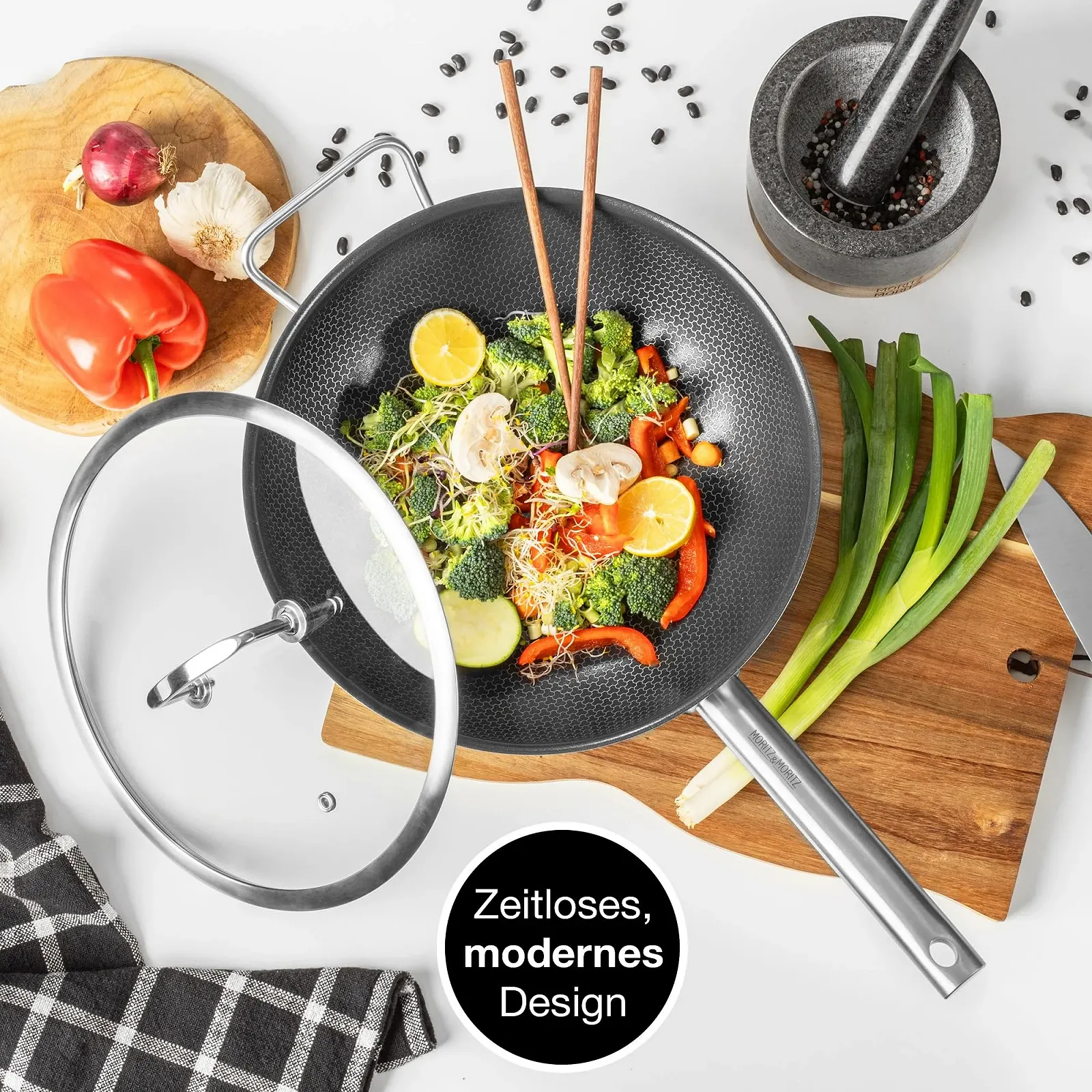 Сковорідка-Wok Moritz & Moritz Нержавіюча сталь 30 см, фото №5