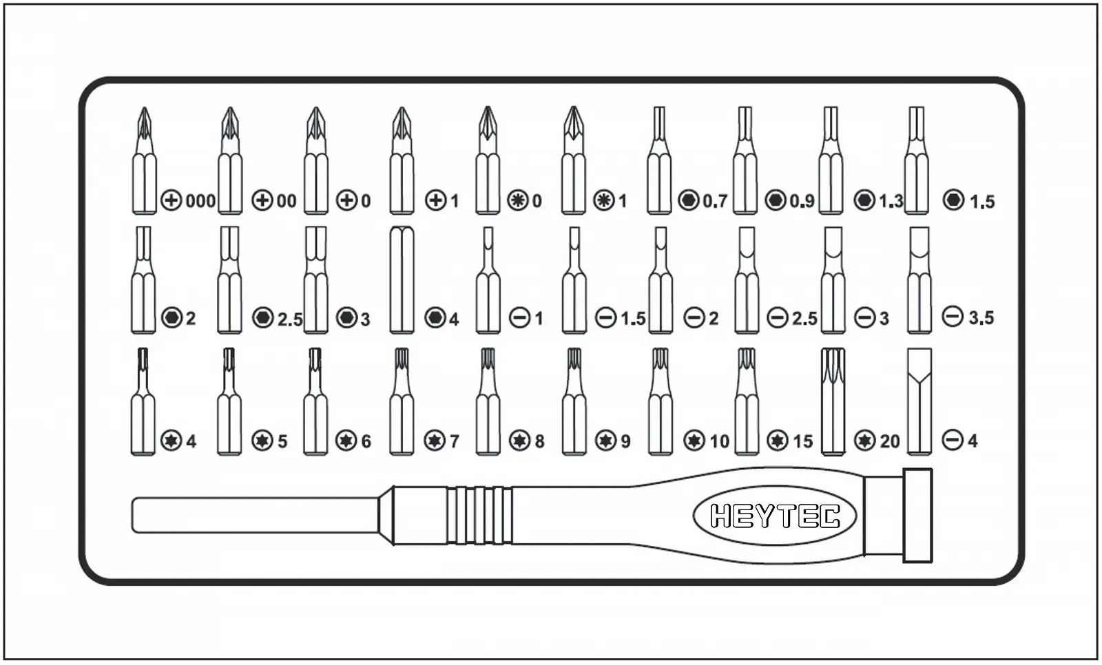 Набір прецизійних біт Heytec 50834000000 багатоколірний, фото №4