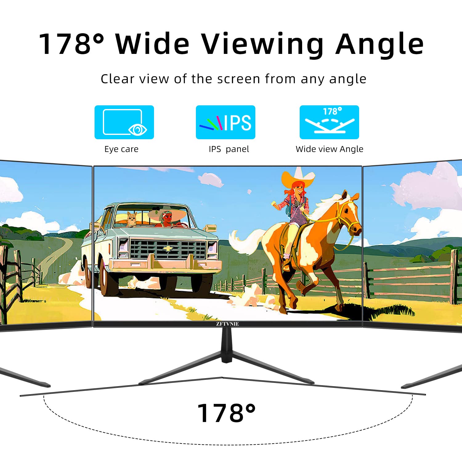 Монитор ZFTVNIE 24 Дюйма Компьютерный Full HD 1920 x 1080P Безрамочный IPS Экран 75Hz HDMI VGA Порты VESA Крепление Дисплей для ПК PS4 PS5, фото №3