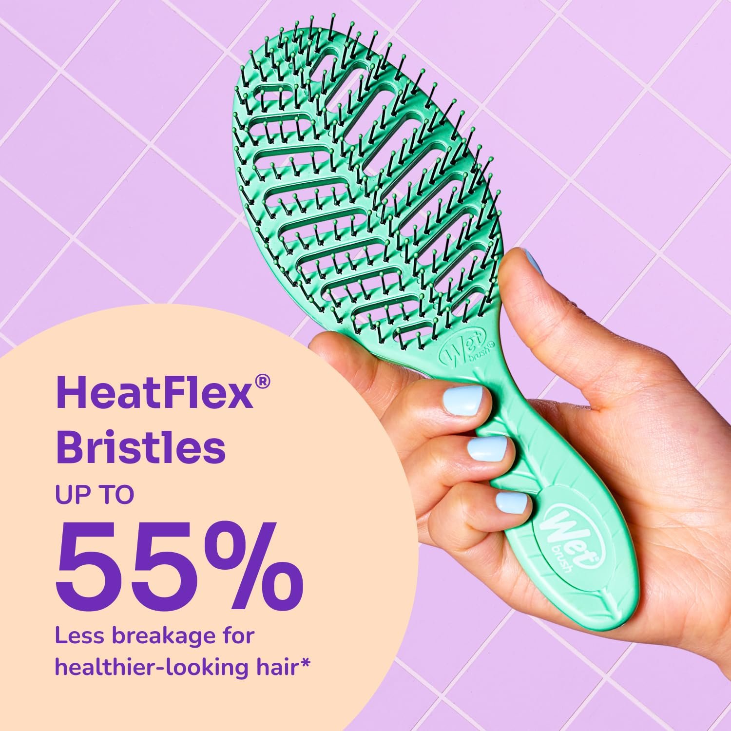 Щітка WetBrush Go Green Speed Dry Detangler з щетинками HeatFlex, рожева, фото №5