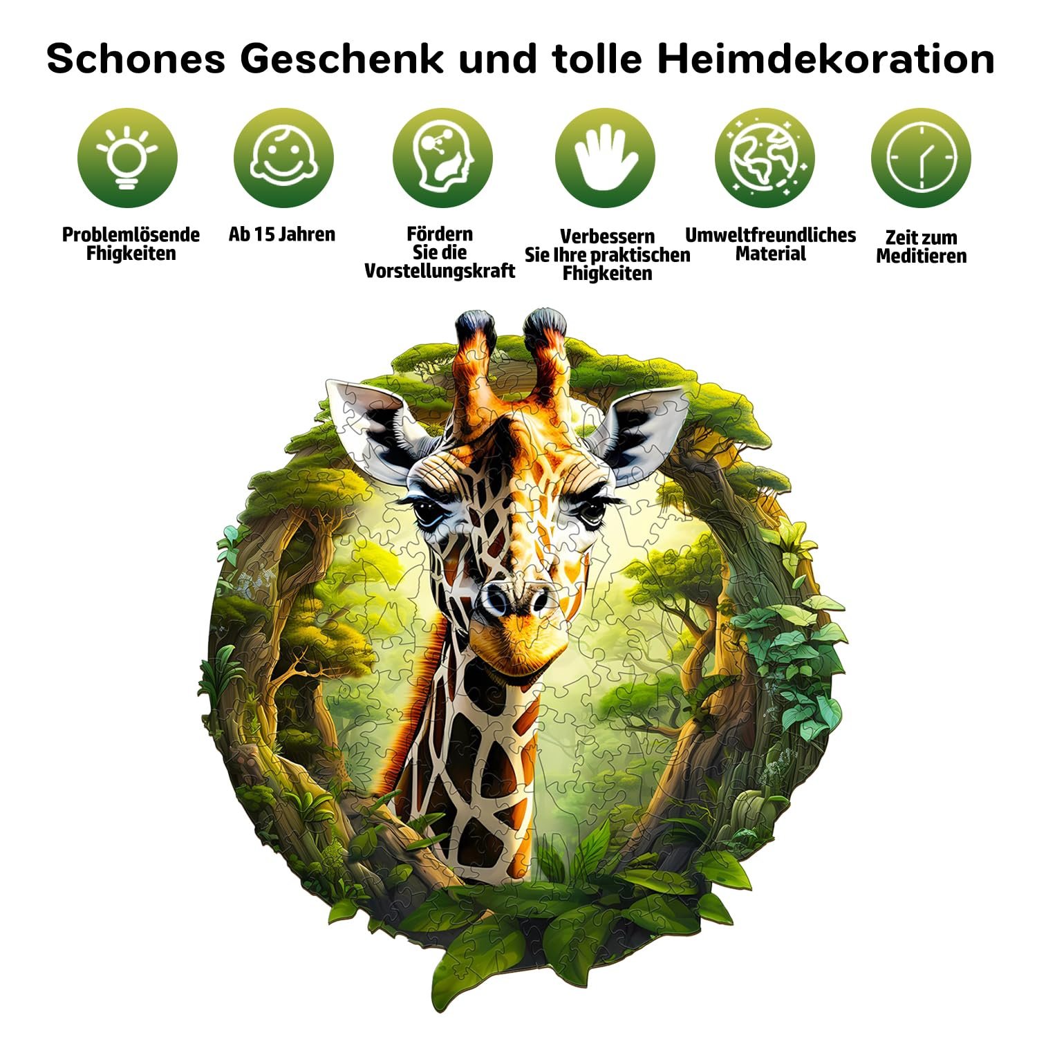 Деревянный пазл Jigfoxy Жираф L 34 x 31,4 см 260 элементов, фото №7