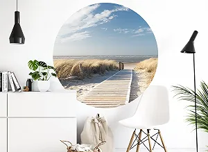 Наклейка на стіну Grandora DL706-2 Sea Beach Кругла Самоклейна 60 см synthetic.ua - Фото 1
